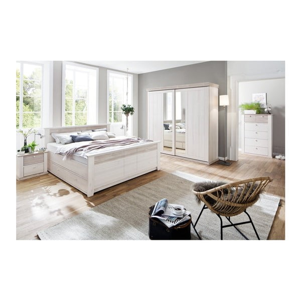 Białe łóżko sosnowe SOB Göteborg Komfort, 140 x 200 cm