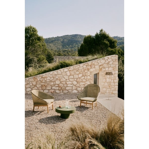 Zielono-naturalny drewniany fotel ogrodowy Olbia – Kave Home-image-2