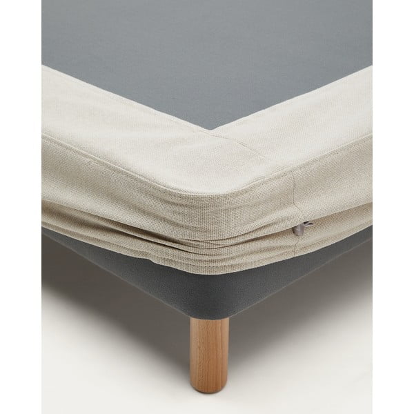 Beżowe tapicerowane łóżko dwuosobowe 160x200 cm Ofelia – Kave Home-image-2