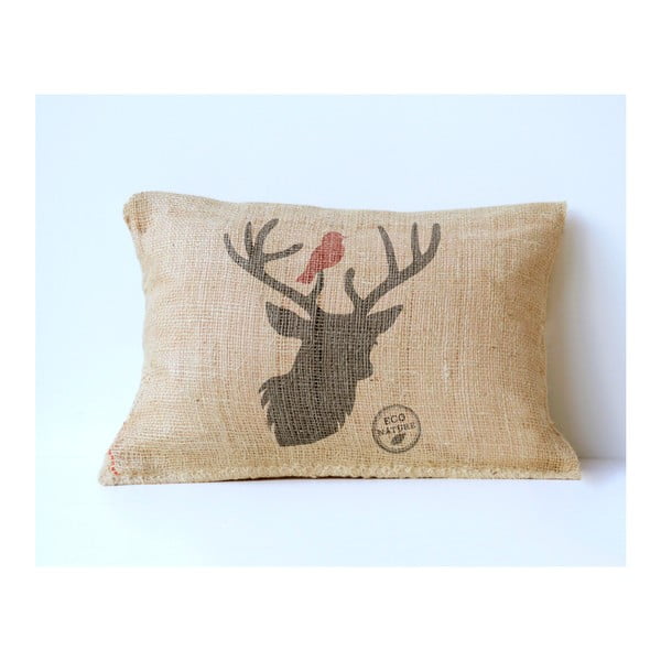 Poszewka na poduszkę z juty Surdic Deer & Bird, 50x35 cm