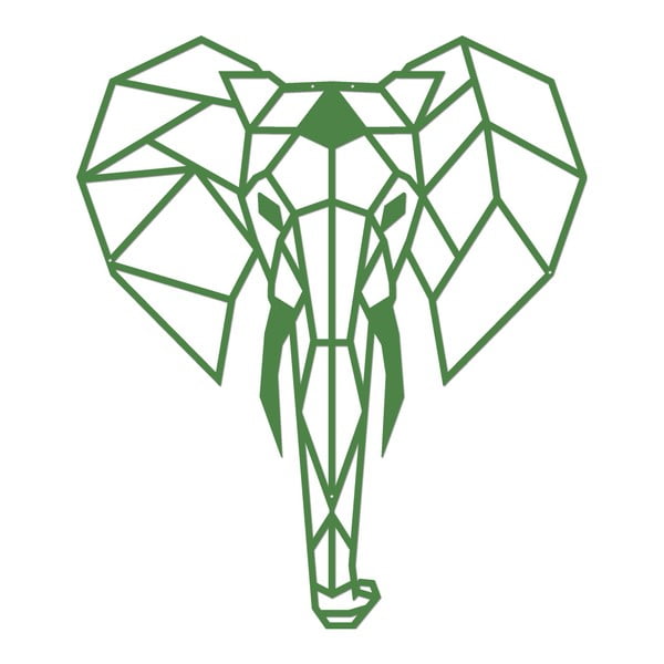 Zielona metalowa dekoracja ścienna Elephant