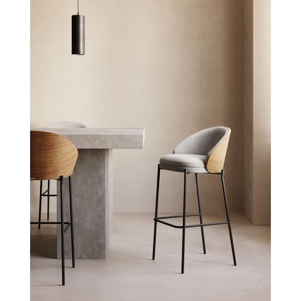 Szaro-naturalny hoker (wysokość siedziska 77 cm) Eamy – Kave Home-image-1