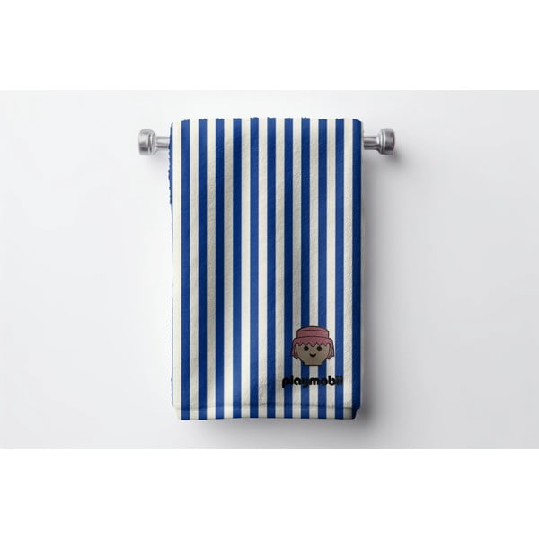 Niebieski bawełniany ręcznik dziecięcy 75x140 cm Stripes – Playmobil