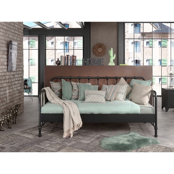 Szare metalowe łóżko dziecięce 90x200 cm BRONXX – Vipack-image-2