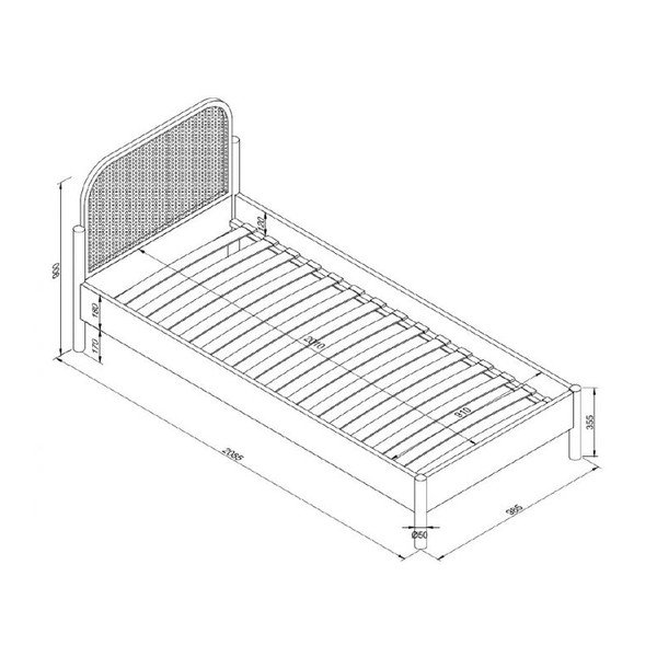 Łóżko jednoosobowe z litego drewna dębowego ze stelażem 90x200 cm w naturalnym kolorze Olive Rotan – Vipack-image-3
