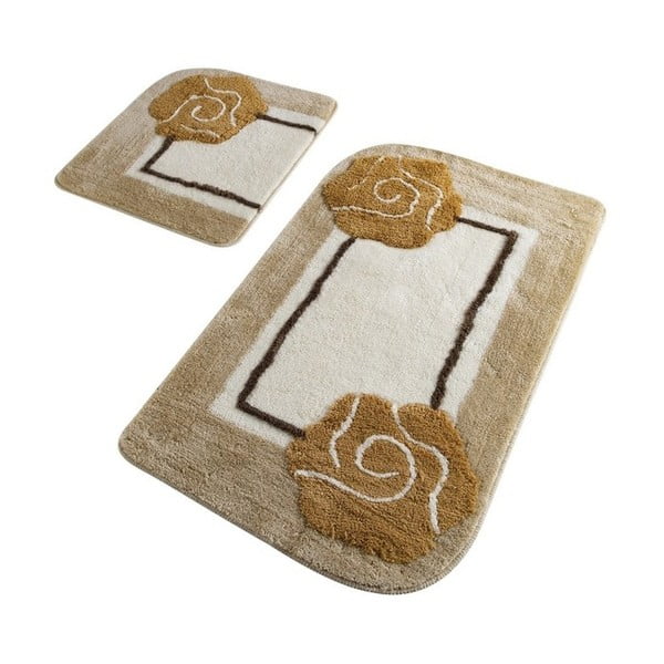 Zestaw 2 beżowych dywaników łazienkowych Confetti Bathmats Dolce Coffee