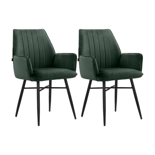 Zielone tapicerowane fotele jadalniane zestaw 2 szt. Anzo – Støraa-image-4