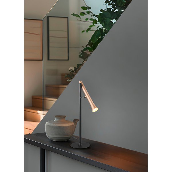 Lampa stołowa LED w czarno-złotym kolorze z metalowym kloszem (wysokość 53 cm) Fiato – Trio-image-1