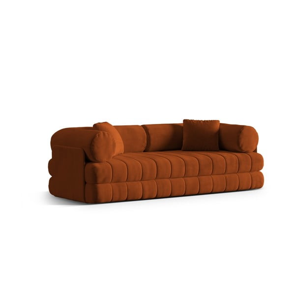 Aksamitna rozkładana sofa w kolorze terakoty 206 cm Kemi – Cosmopolitan Design-image-2