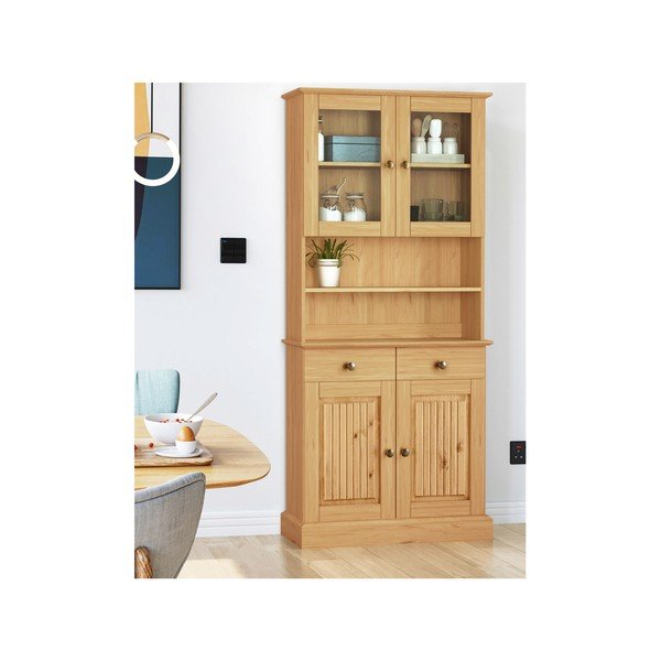 Witryna z litego drewna sosnowego w naturalnym kolorze 181x34 cm Mille – Støraa-image-1