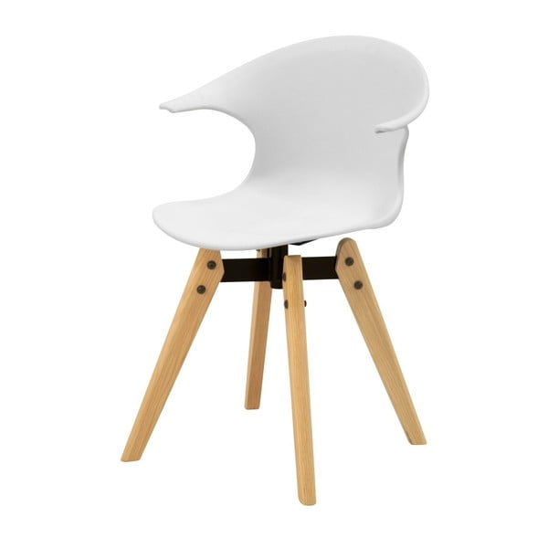 Białe krzesło z drewnianymi nogami Aemely