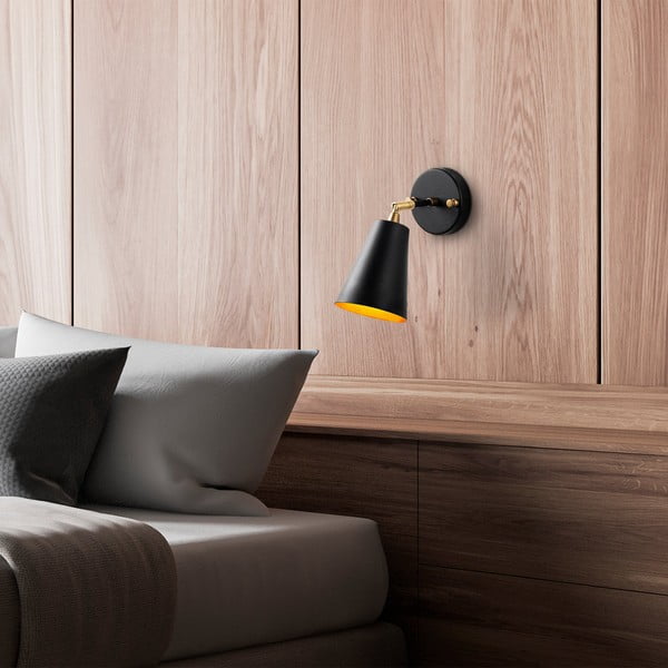 Czarny/w kolorze złota kinkiet ø 10 cm Evander – Opviq lights-image-1