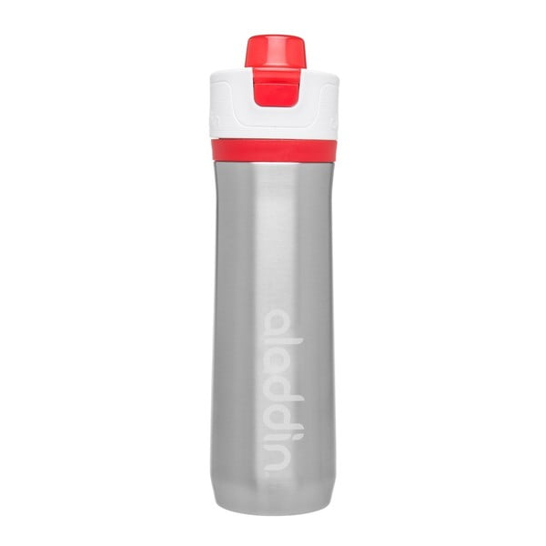 Sportowa termoaktywna próżniowa butelka na wodę z czerwonymi elementami Aladdin, 600 ml