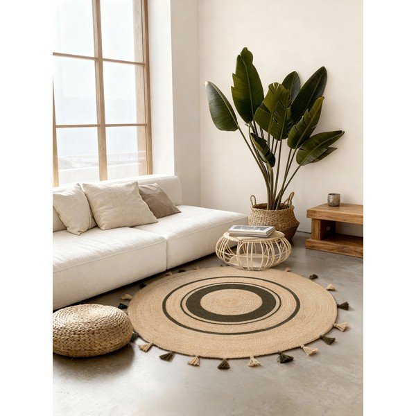 Okrągły dywan z juty dwustronny/tkany ręcznie w naturalnym kolorze ø 150 cm Basil – Hanse Home-image-1