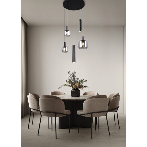 Czarna lampa wisząca z metalowo-szklanym kloszem ø 40 cm Mataro – Trio-image-1