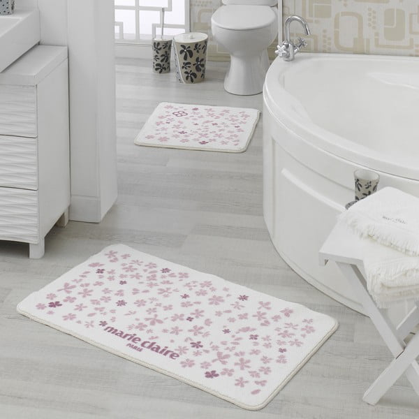 Zestaw 2 biało-różowych dywaników łazienkowych Delight
