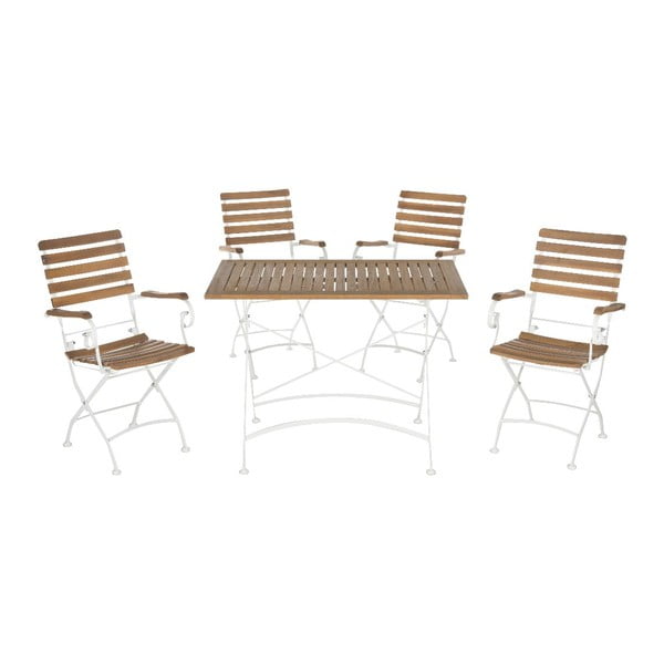 Zestaw stołu ogrodowego i 4 krzeseł z drewna akacji Safavieh Keira