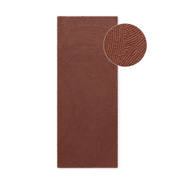 Ceglasty wełniany chodnik tkany ręcznie 80x300 cm Calmio – Hanse Home
