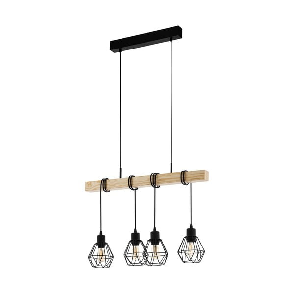 Lampa wisząca w czarno-naturalnym kolorze z metalowym kloszem TOWNSHEND 5 – EGLO
