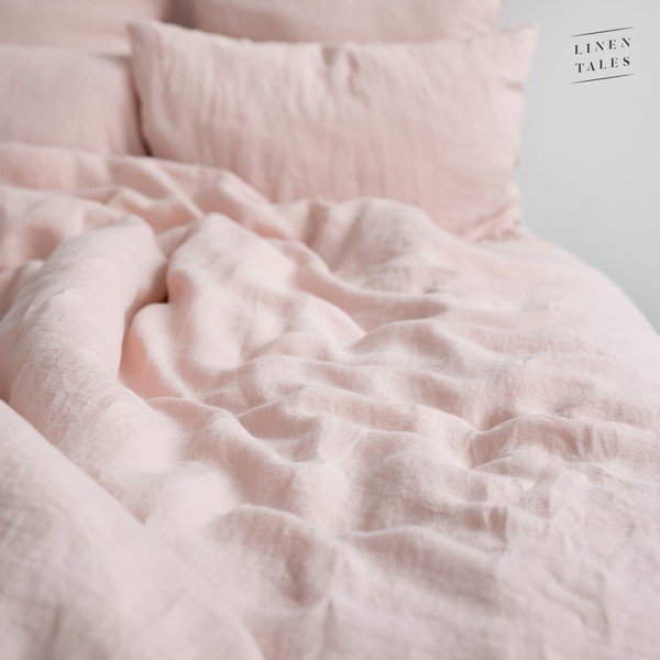 Jasnoróżowa lniana poszwa na kołdrę dwuosobowa 200x220 cm Misty Rose – Linen Tales-image-2