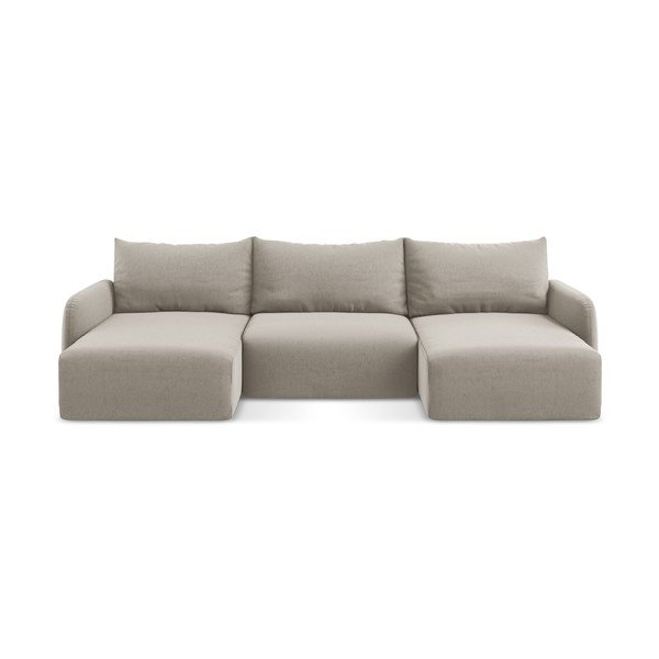 Szarobrązowy aksamitny rozkładany/ze schowkiem narożnik (w kształcie litery U) Kalena – Makamii