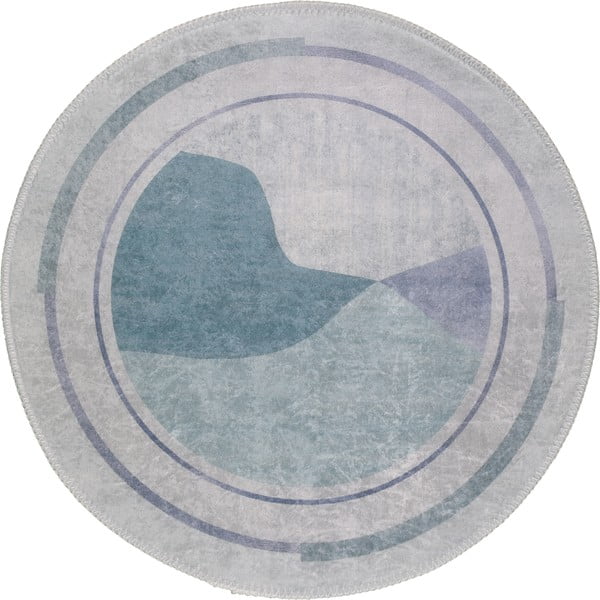 Niebiesko-kremowy okrągły dywan odpowiedni do prania ø 120 cm Yuvarlak – Vitaus