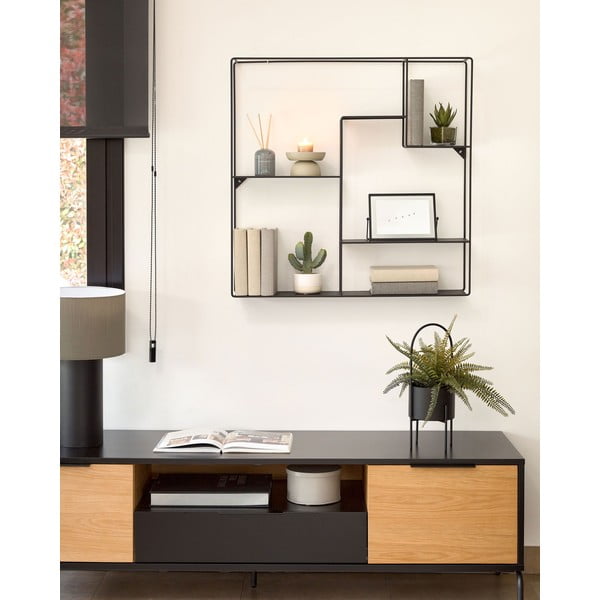 Czarny metalowy regał ścienny Kave Home Neth, 80x80 cm-image-3