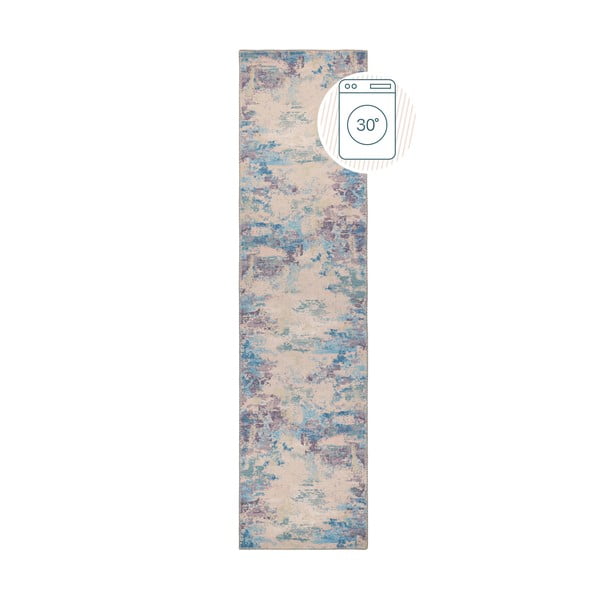 Niebiesko-fioletowy chodnik z mieszanki włókien z recyklingu odpowiedni do prania 60x230 cm Reid – Flair Rugs