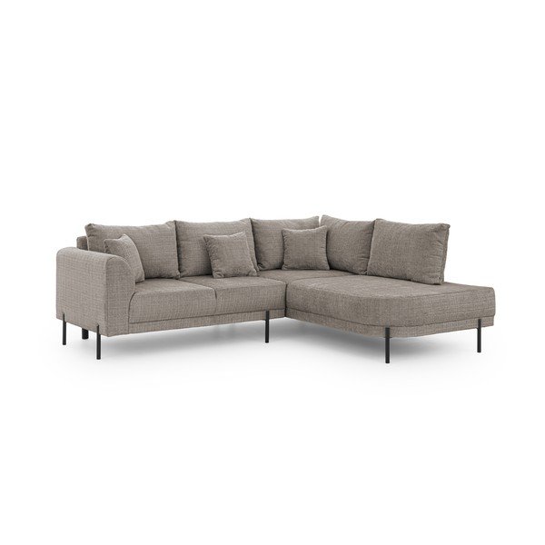 Szarobrązowy narożnik z tkaniny szenilowej (prawostronny/w kształcie litery L) Mauris  – Ropez-image-2