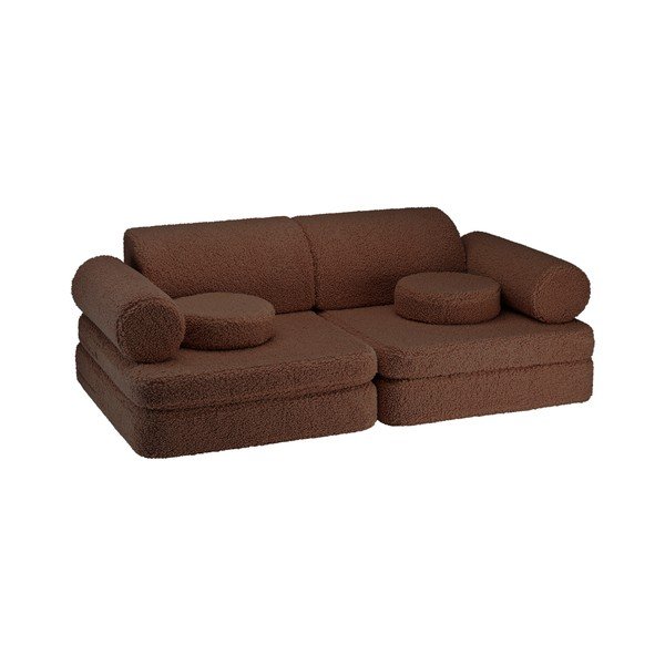 Ciemnobrązowa poduszka na sofę dziecięcą z materiału bouclé Warm Hazel – Wigiwama