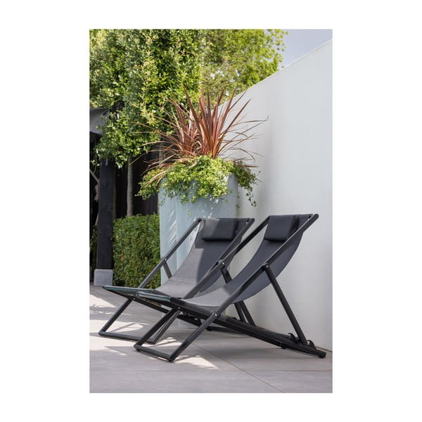 Czarny metalowy leżak ogrodowy składany Esper – Exotan-image-1