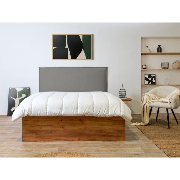 Szaro-naturalne łóżko dwuosobowe ze schowkiem i stelażem 140x190 cm Cara – Bobochic Paris-image-3