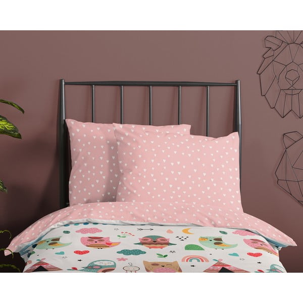 Różowa bawełniana pościel dziecięca jednoosobowa 140x200 cm Wise – Good Morning-image-2
