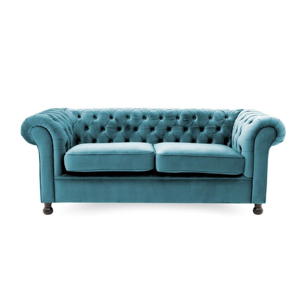 Niebieska sofa trzyosobowa Vivonita Chesterfield