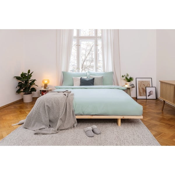 Zielona pościel dwuosobowa z mikrosatyny 200x200 cm Basic – Bonami Essentials-image-4