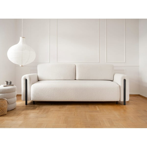 Rozkładana/ze schowkiem sofa z materiału bouclé w kolorze kości słoniowej 244 cm Arcadova – ELTAP-image-1