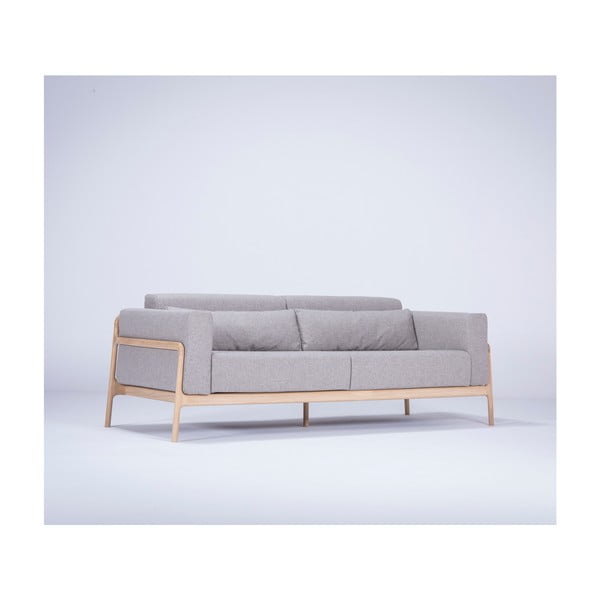 Szara sofa z konstrukcją z litego drewna dębowego Gazzda Fawn, 210 cm-image-1