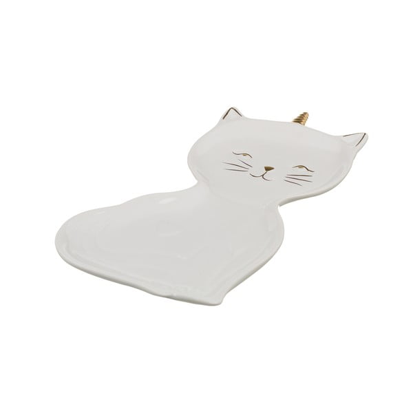 Biały talerz porcelanowy Unimasa Kitty, dł. 22 cm