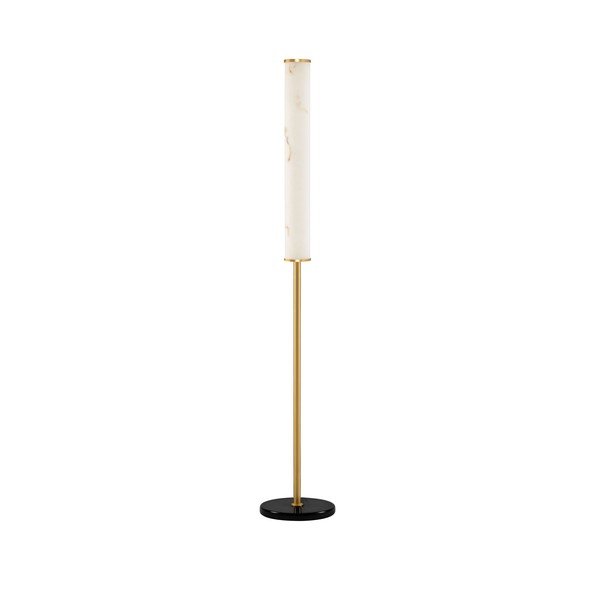 Biała/w kolorze mosiądzu lampa stojąca LED w dekorze marmuru (wysokość 140 cm) Nolia – Nova Luce