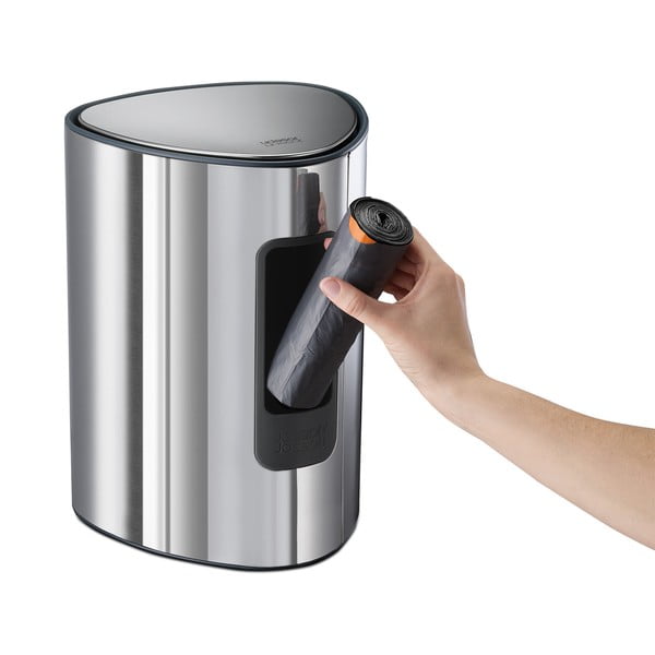 Plastikowy kosz na śmieci z pedałem w kolorze srebra 5 l Luxe – Joseph Joseph-image-4