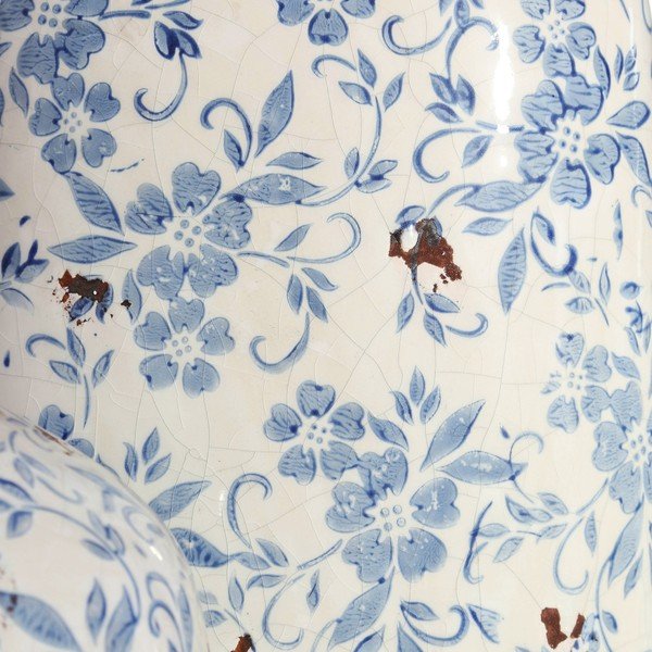 Niebiesko-biały wazon ceramiczny Flowers-image-1