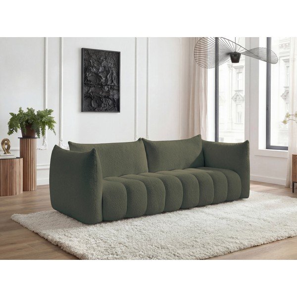 Zielona sofa z materiału bouclé 286 cm Azra – Bobochic Paris-image-1