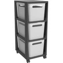 Biało-czarny plastikowy regał na kółkach 30x77 cm Brisen − Rotho