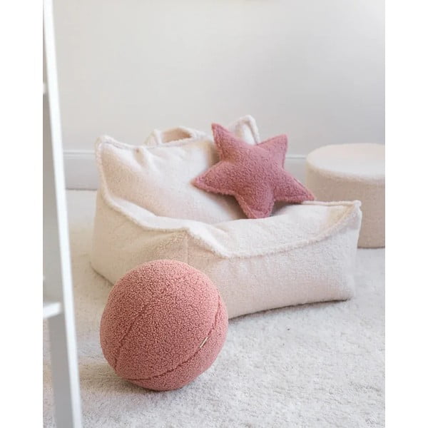 Różowa poduszka na sofę dziecięcą z materiału bouclé Ball – Wigiwama-image-1