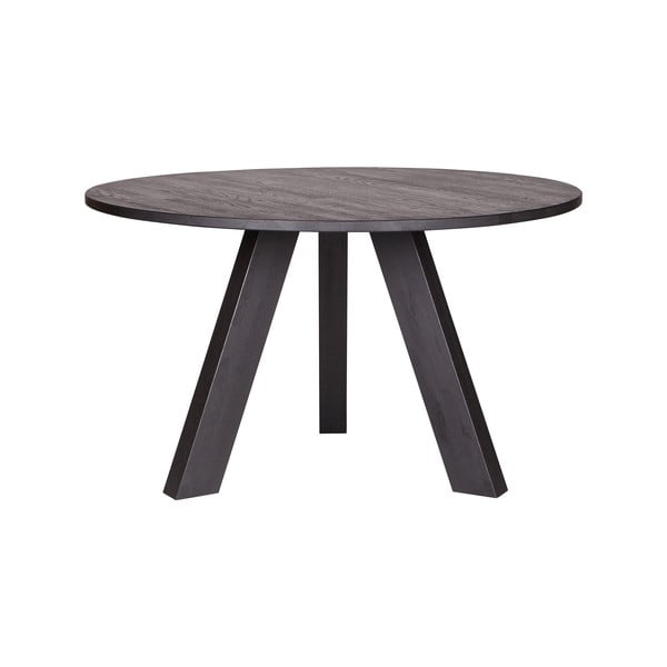 Czarny stół do jadalni z drewna dębowego WOOOD Rhonda, ø 129 cm