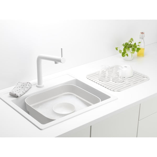 Jasnoszara plastikowa miska do mycia naczyń z ociekaczem SinkSide – Brabantia-image-4