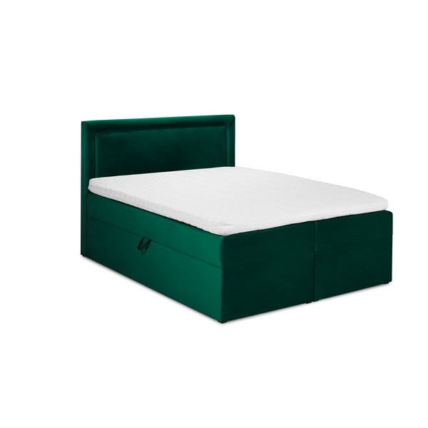 Zielone aksamitne łóżko 2-osobowe Mazzini Beds Yucca, 180x200 cm