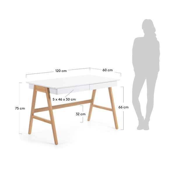 Biurko z białym blatem Kave Home Ingo, 120x60 cm-image-4