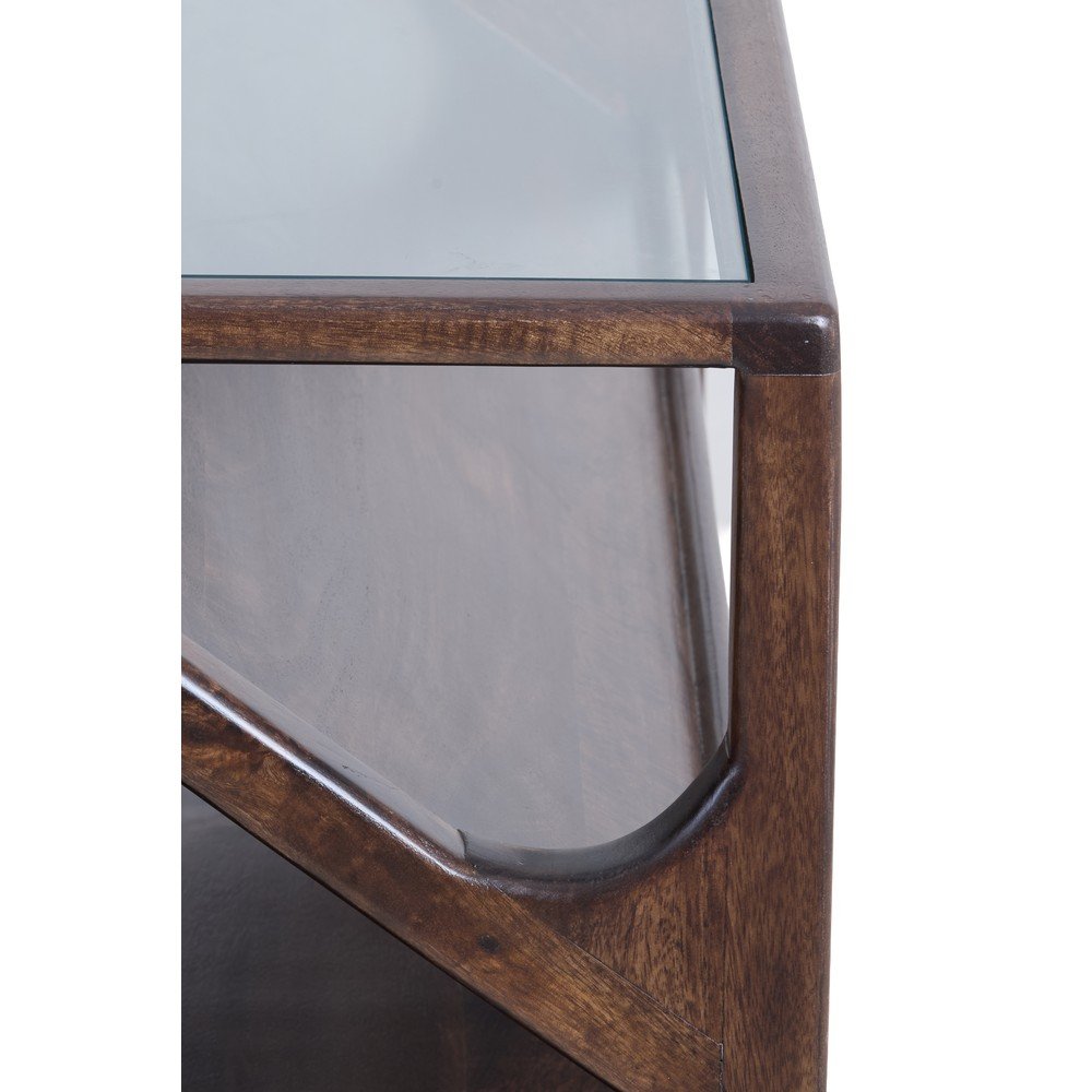 Konsola ze szklanym blatem w ciemnym naturalnym kolorze 41x119 cm Yuki – Light & Living (zdjęcie 4)