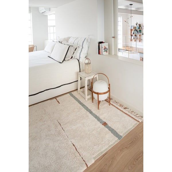 Niebiesko-kremowy bawełniany dywan tkany ręcznie odpowiedni do prania 140x200 cm Lanes Vintage Blue – Lorena Canals-image-4